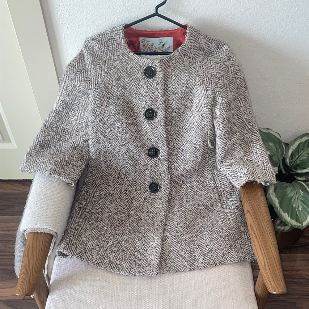 Tweed Button-Front Coat Jacket